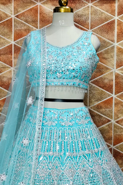 Heavy Embroidered Lehenga Choli In Sky Blue