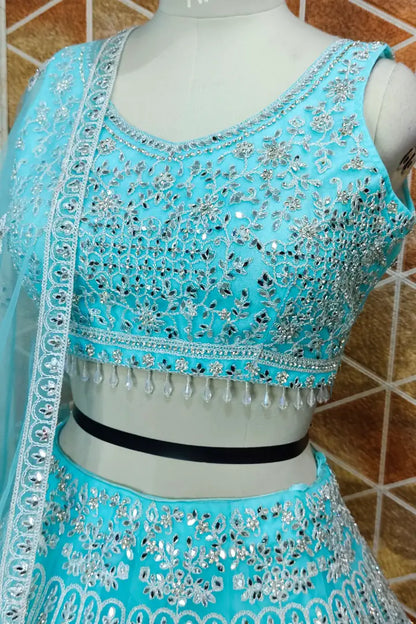 Heavy Embroidered Lehenga Choli In Sky Blue