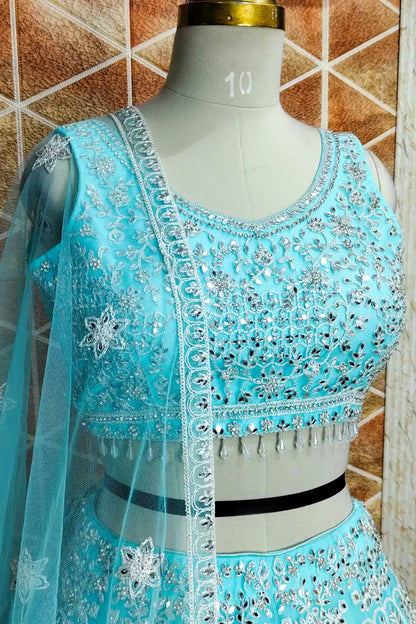 Heavy Embroidered Lehenga Choli In Sky Blue