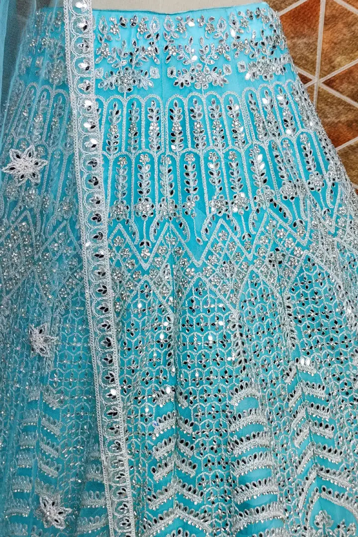 Heavy Embroidered Lehenga Choli In Sky Blue