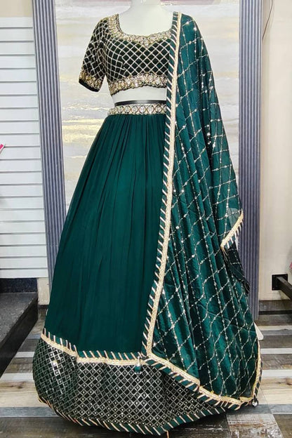 Hand Work lehenga Choli In Georgette in Black Colour