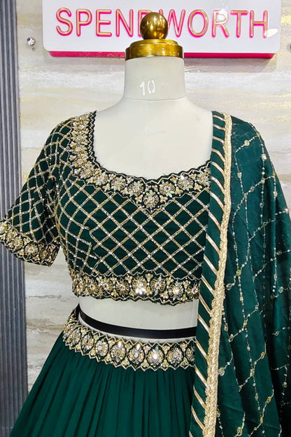 Hand Work lehenga Choli In Georgette in Black Colour