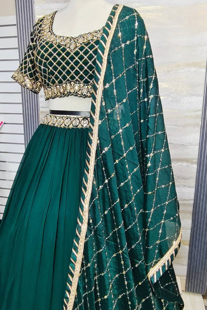 Hand Work lehenga Choli In Georgette in Black Colour