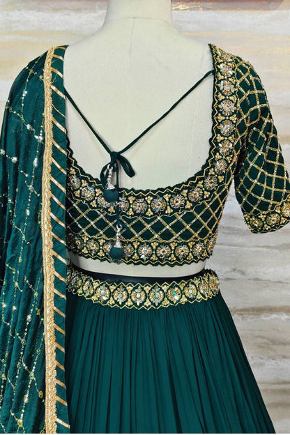 Hand Work lehenga Choli In Georgette in Black Colour