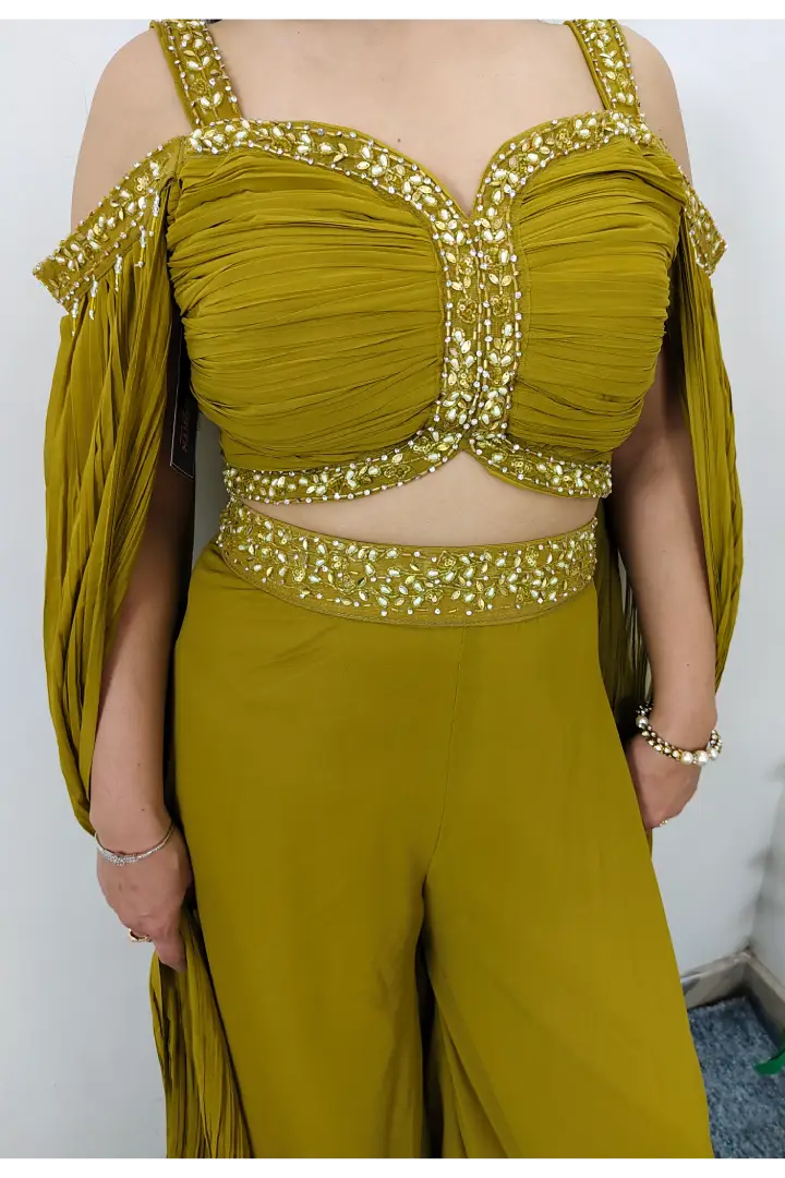 Crop Top sharara Dress With Long Sleeves Designing