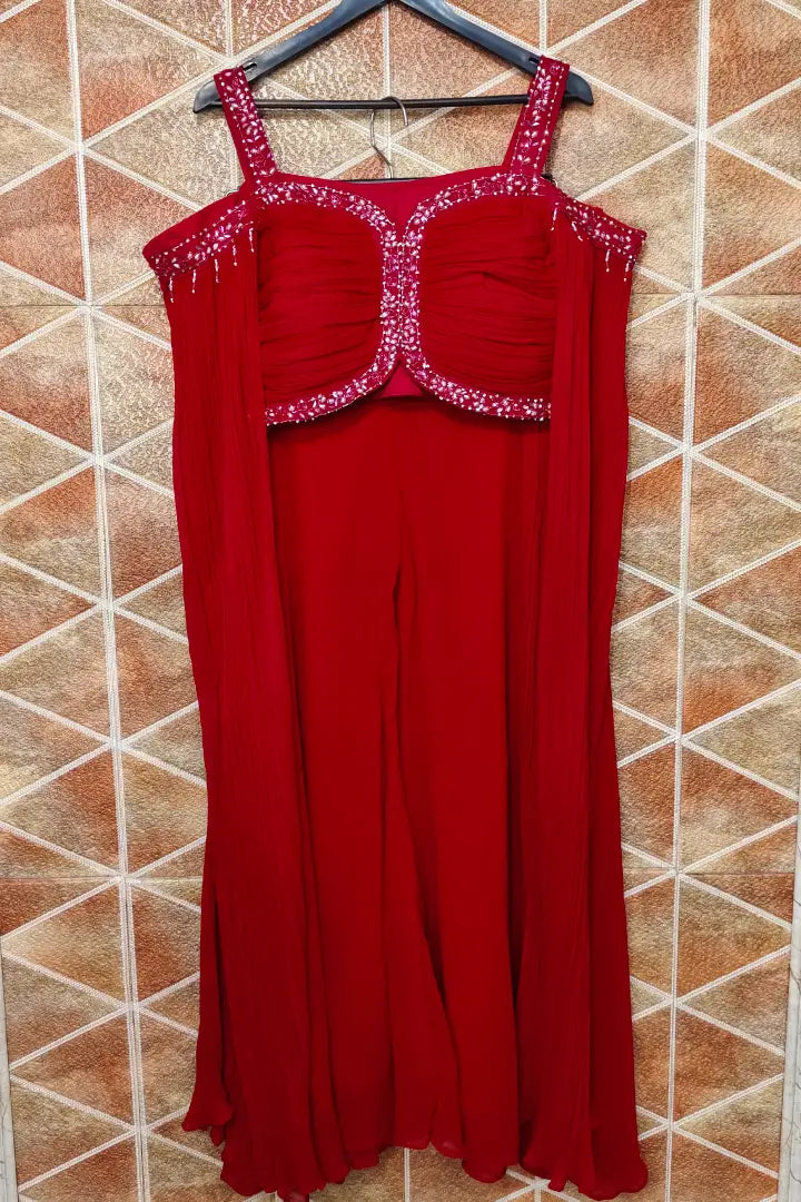 Crop Top sharara Dress With Long Sleeves Designing