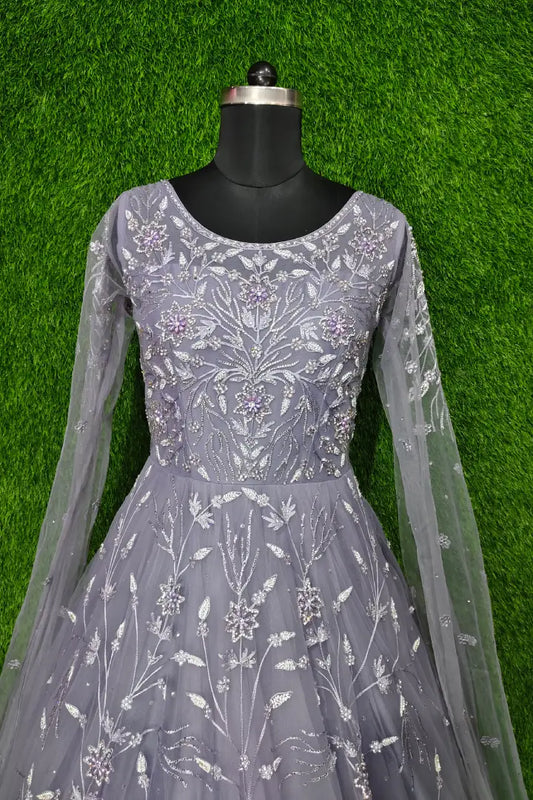 Hand Embellished Barbie Gown With Long Designer Sleeves