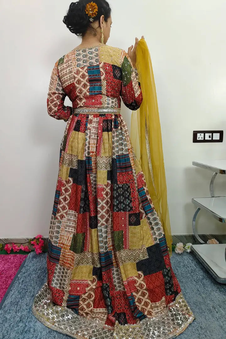 Partywear Alia Cut Anarkali Kurta With Duppatta In Multi