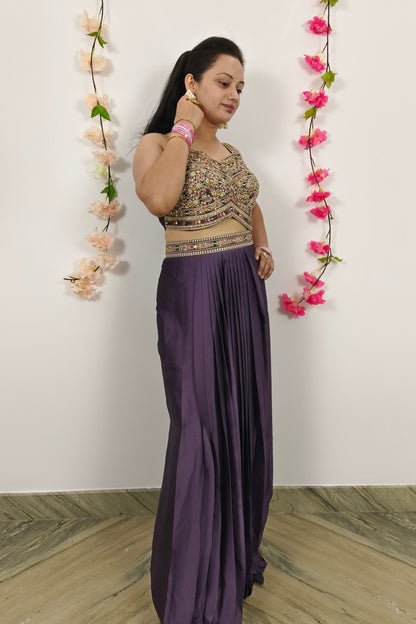 Indo Western Dress With Shrug In Purple