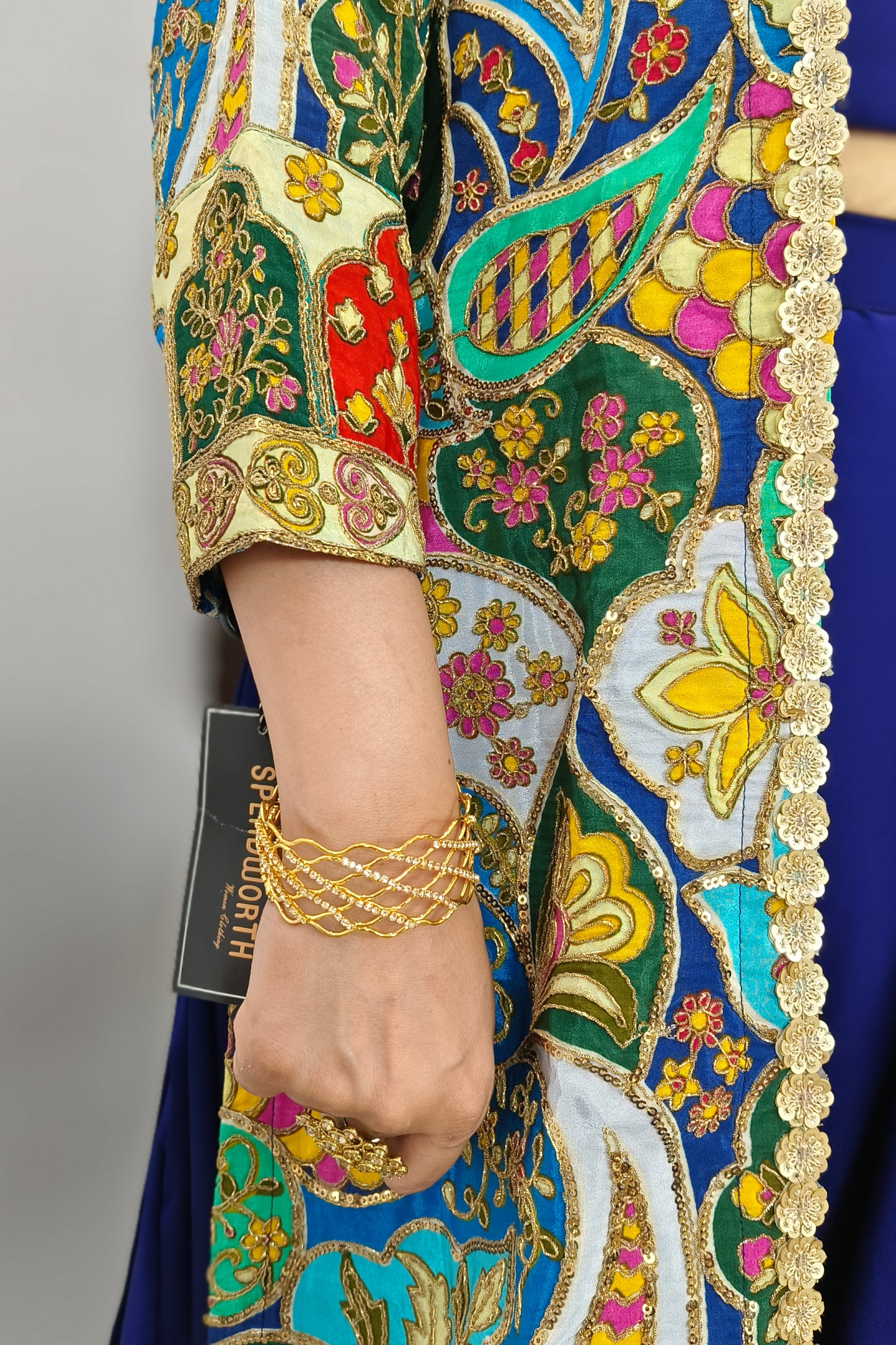 Indo western Dress With Separate Embroidered Overshrug in Blue