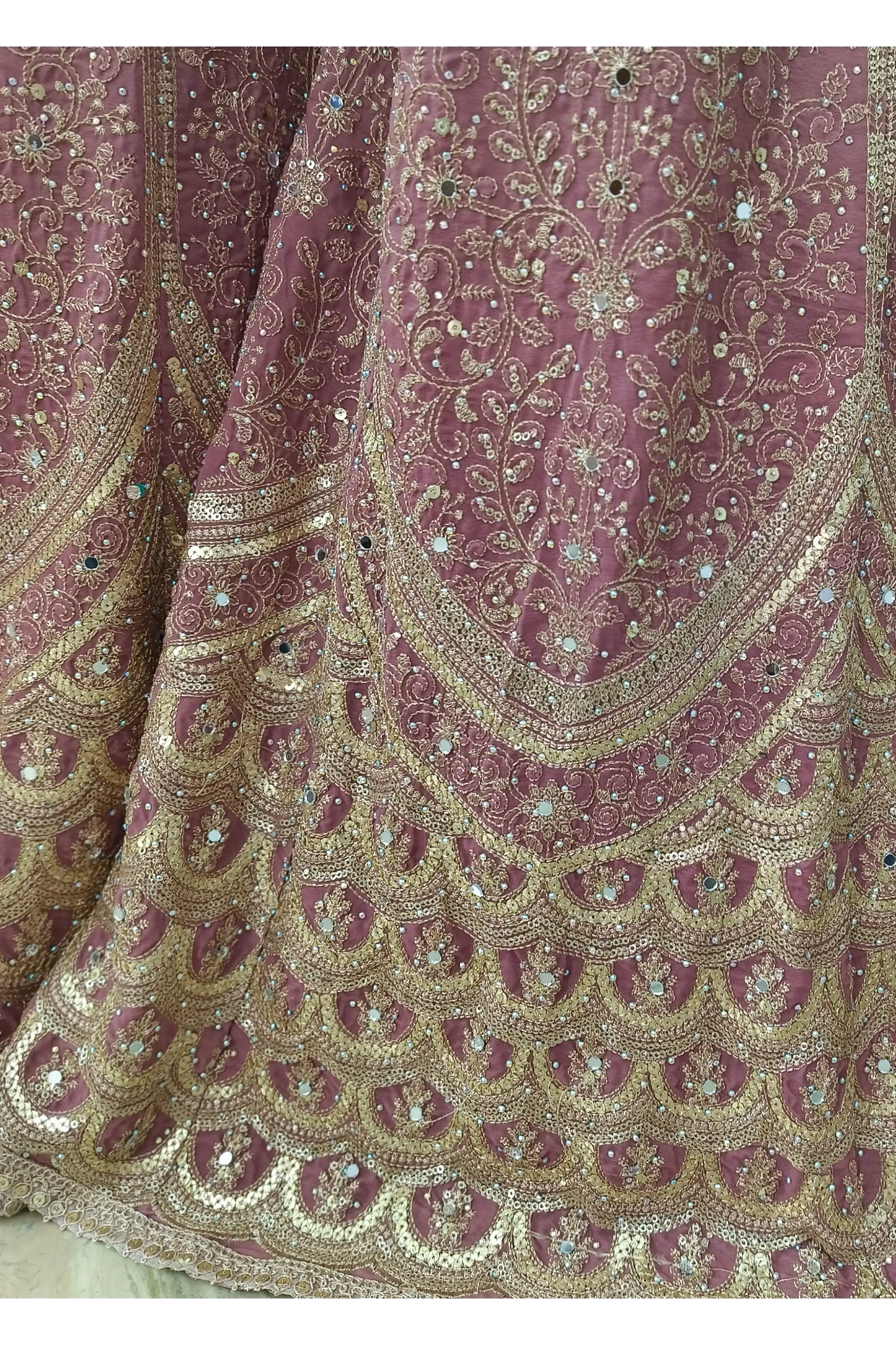 Heavy Embroidered Viscouse geortgette crop Top Sharara Dress With Duppatta in Shaded Mauve