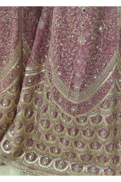 Heavy Embroidered Viscouse geortgette crop Top Sharara Dress With Duppatta in Shaded Mauve