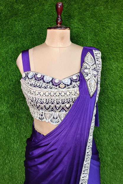 Ready To wear Drape Saree With Hand Embellished Long Separate Jacket