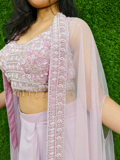 Indo western Dress With shrug In pink