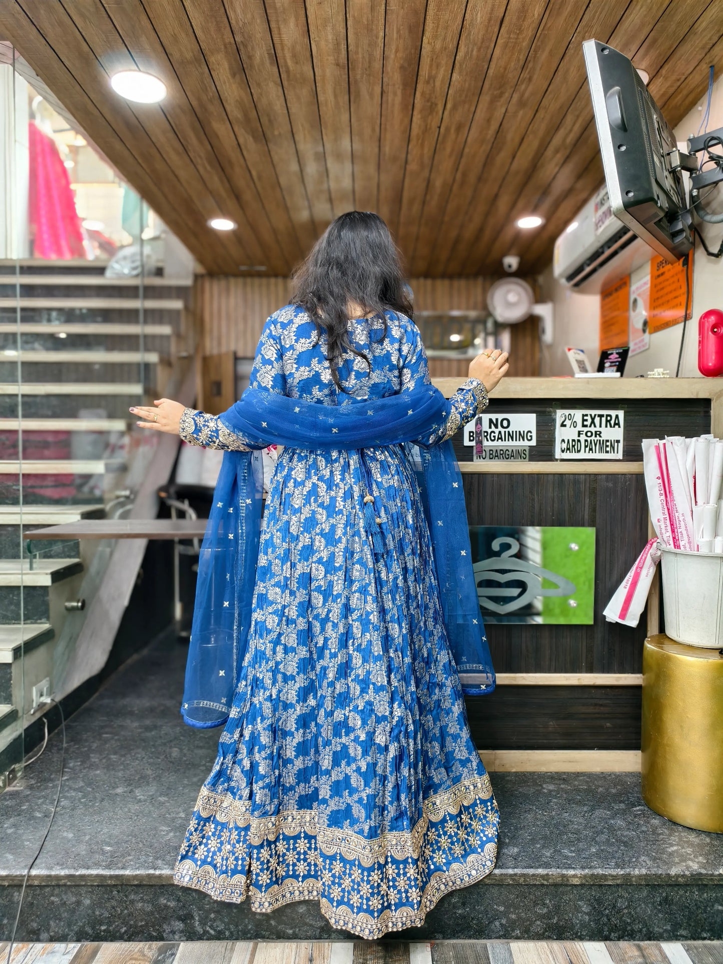 Beautiful Anarkali Dress With duppatta In  Pure Banarasi