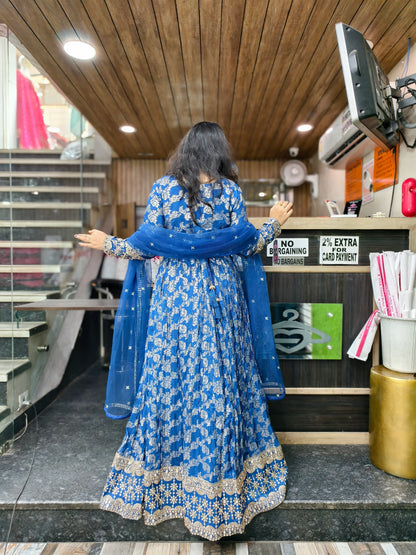Beautiful Anarkali Dress With duppatta In  Pure Banarasi