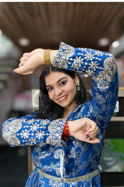 Beautiful Anarkali Dress With duppatta In  Pure Banarasi