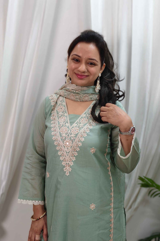Straight Pakistani Partywear Suit With Organza Duppatta