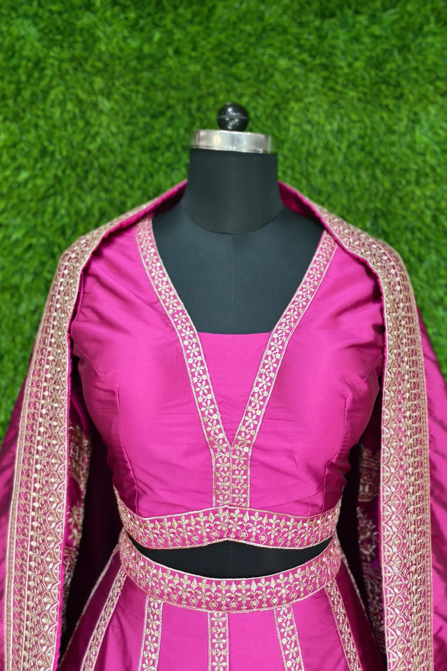 Pure Silk Anarkali Lehenga Choli In Hot Pink