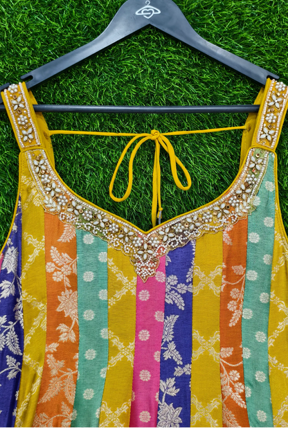 Banarasi Anarkali Multi Coloured Dress With Duppatta