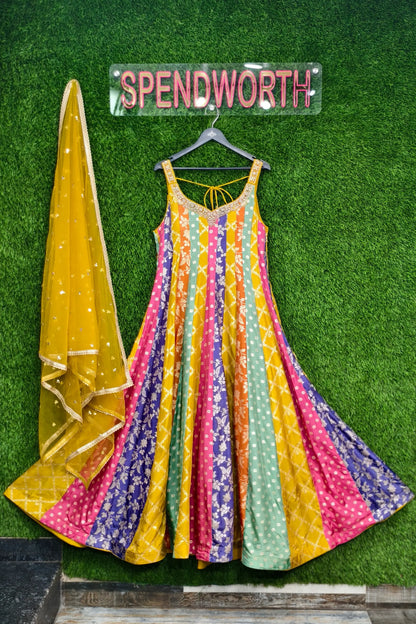 Banarasi Anarkali Multi Coloured Dress With Duppatta