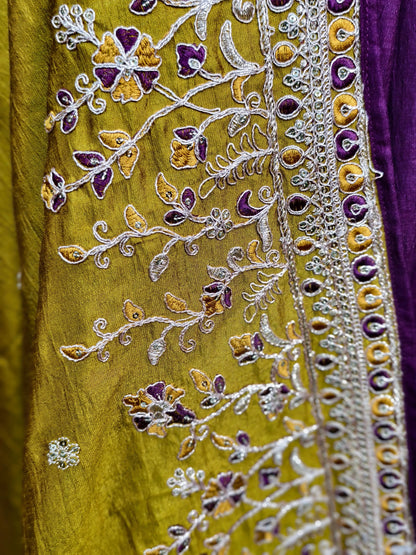 Silk Partywear Anarkali Kurta set With Contrast Duppatta