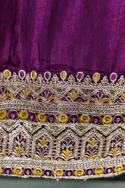 Silk Partywear Anarkali Kurta set With Contrast Duppatta