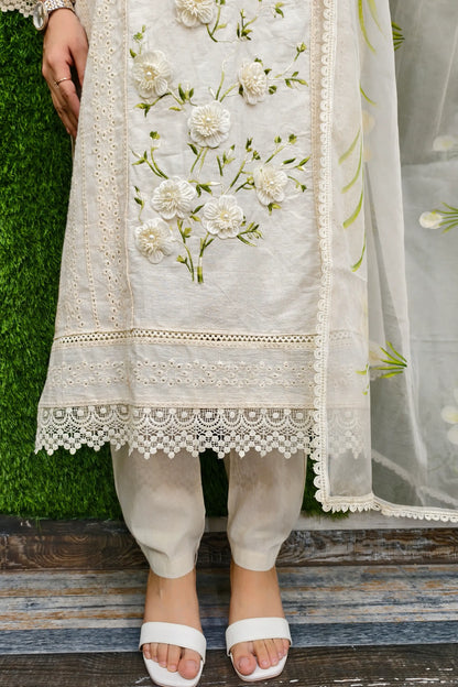 Beautiful Embroidered Pakistani Suit set In Khadi Cotton