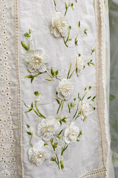 Beautiful Embroidered Pakistani Suit set In Khadi Cotton