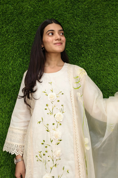Beautiful Embroidered Pakistani Suit set In Khadi Cotton