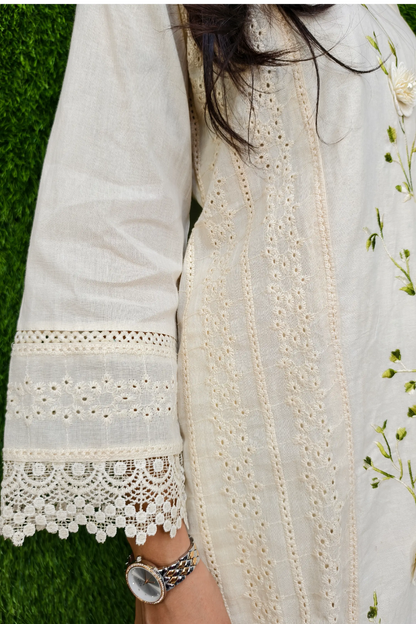 Beautiful Embroidered Pakistani Suit set In Khadi Cotton