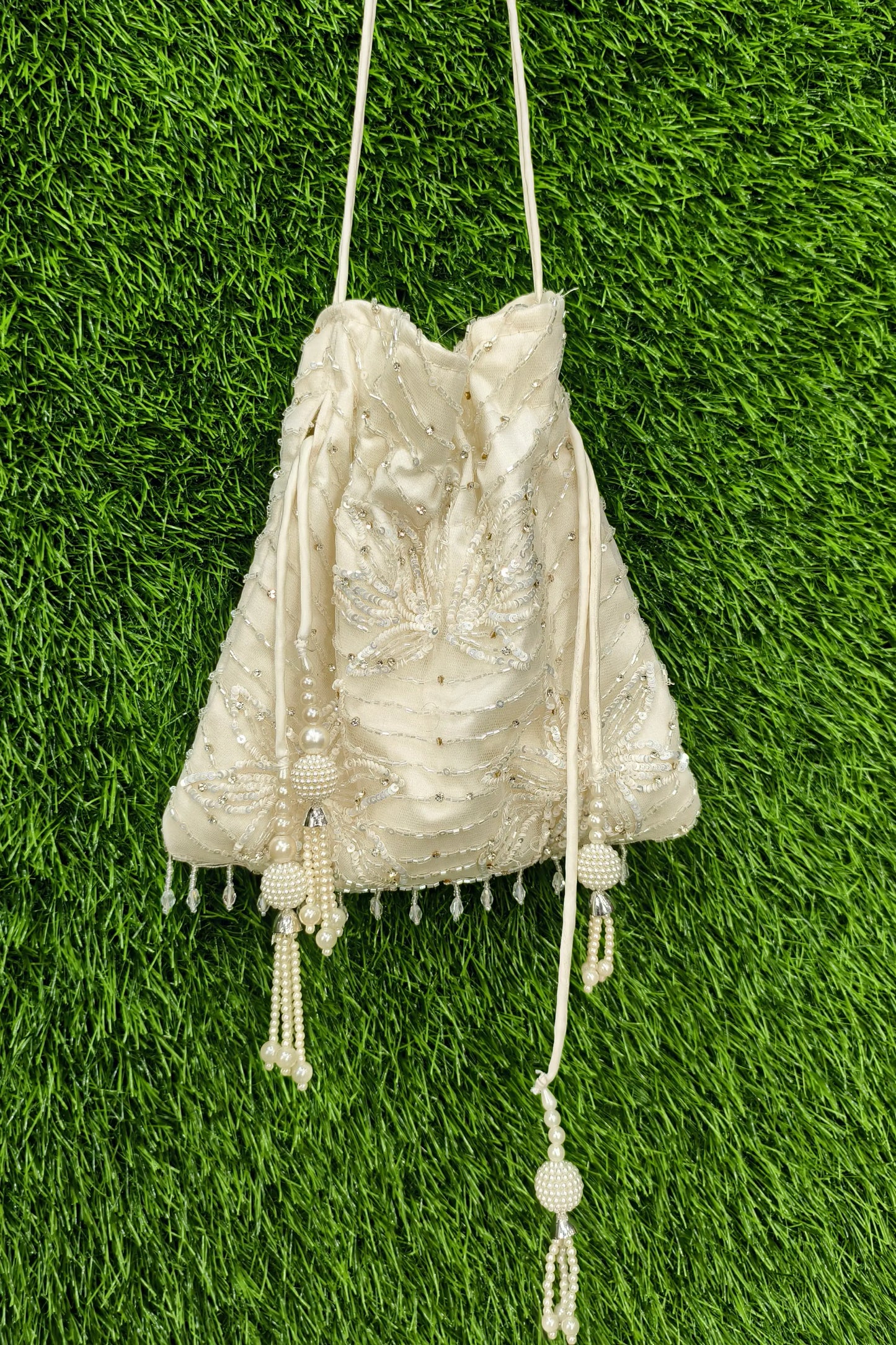 Designer Hand Work Readymade Saree In Off white