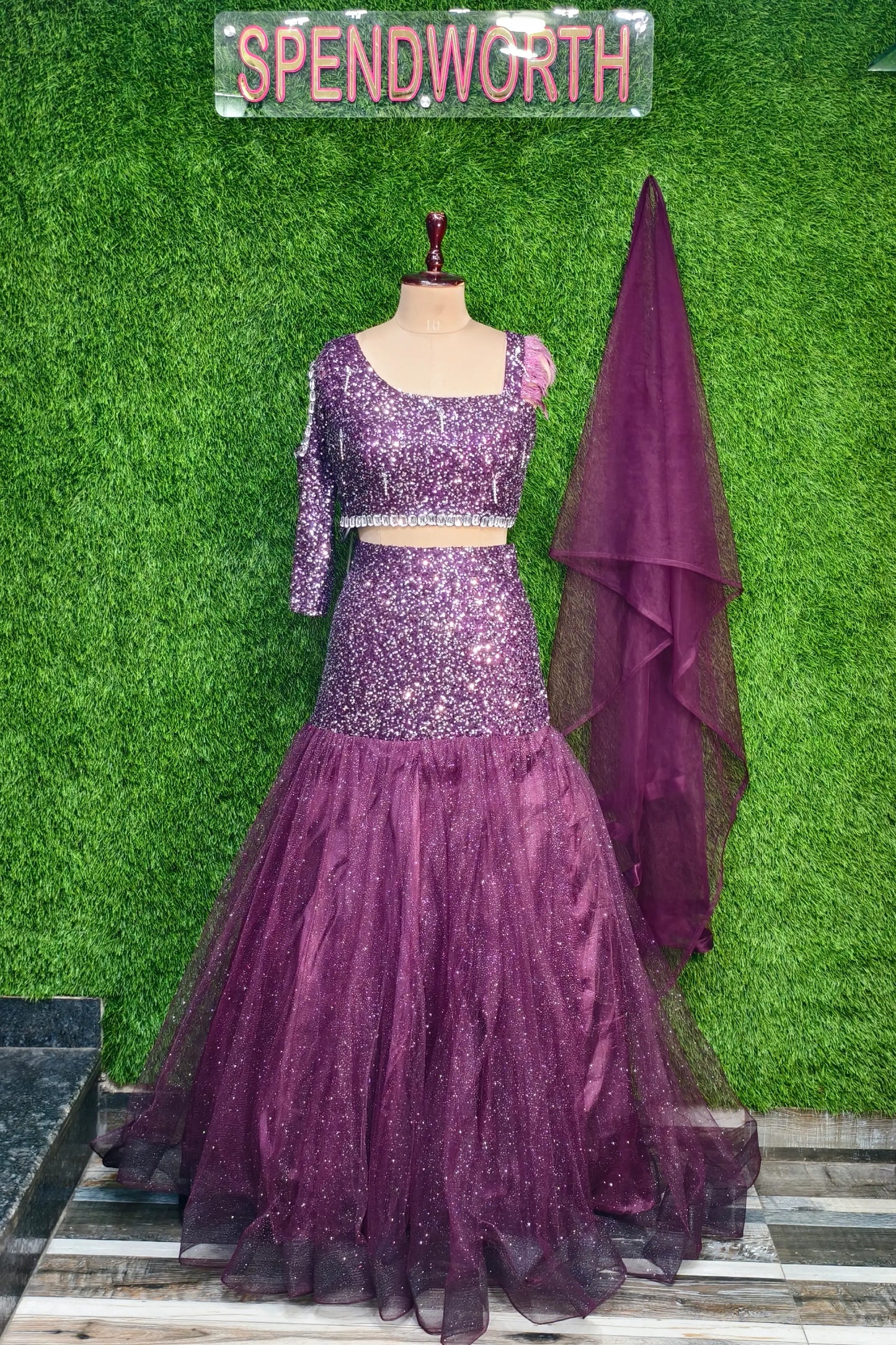 Beautiful Fishcut Dress In Full Sequence And Stone Work Embellishment