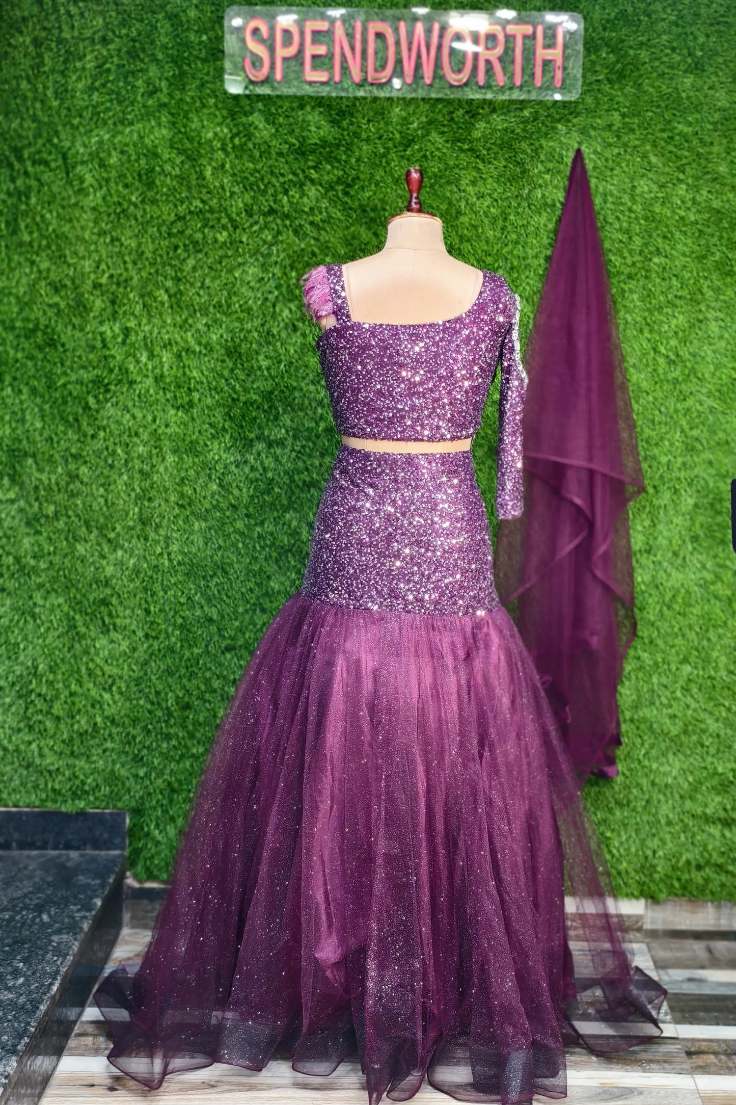 Beautiful Fishcut Dress In Full Sequence And Stone Work Embellishment