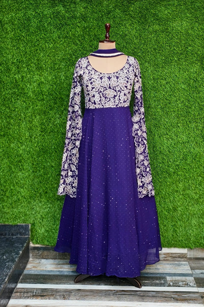 Partywear Designer Long Sleeves Embroidered Anarkali