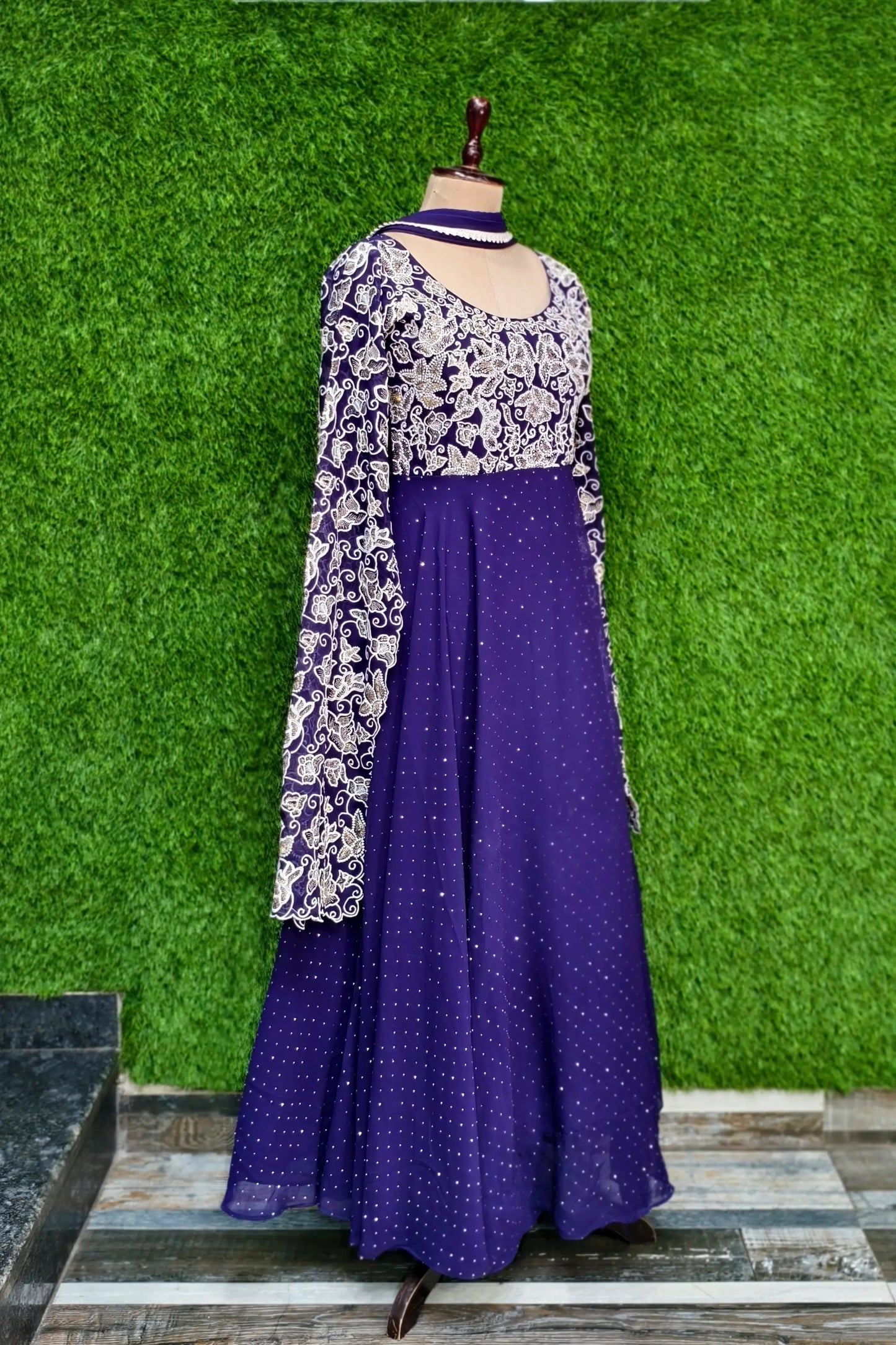 Partywear Designer Long Sleeves Embroidered Anarkali