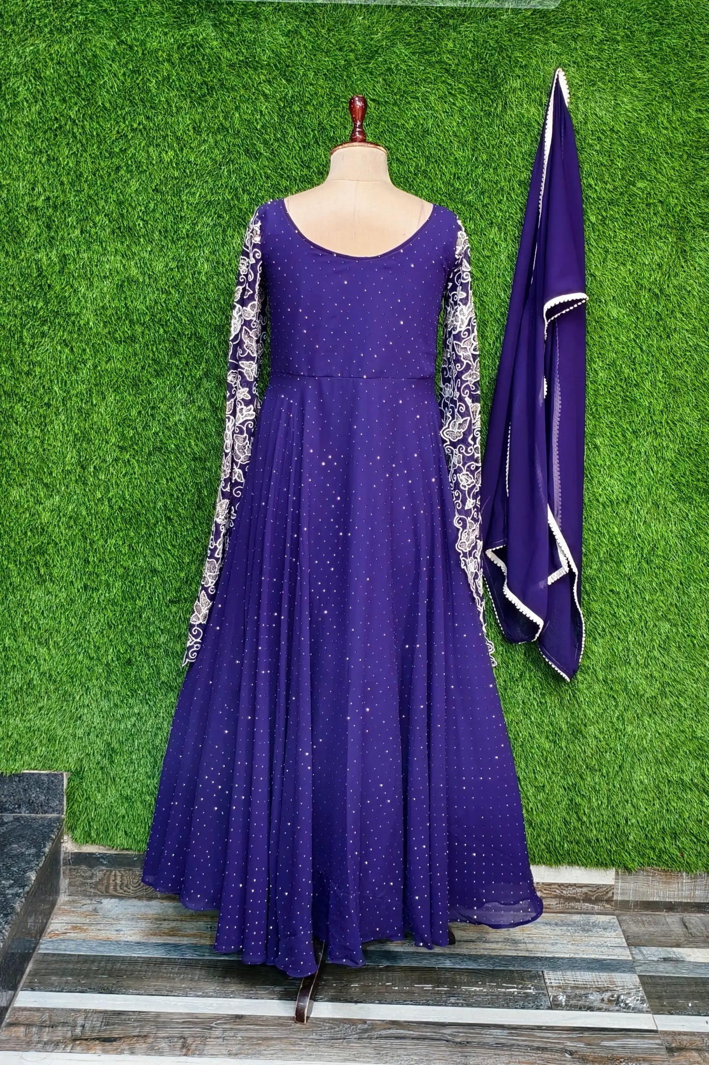 Partywear Designer Long Sleeves Embroidered Anarkali