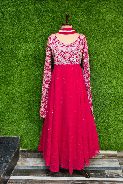 Partywear Designer Long Sleeves Embroidered Anarkali