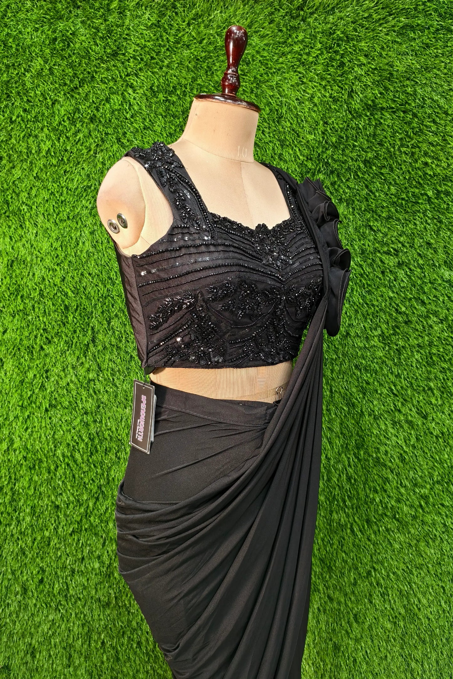 Ready To Wear Drape Saree With Hand Work Blouse
