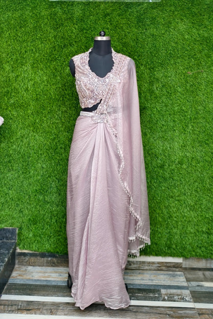 Designer Hand Work Blouse Ready To Wear Drape Dress