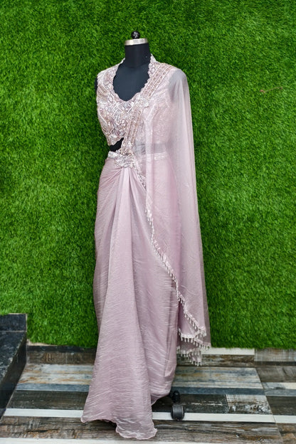 Designer Hand Work Blouse Ready To Wear Drape Dress