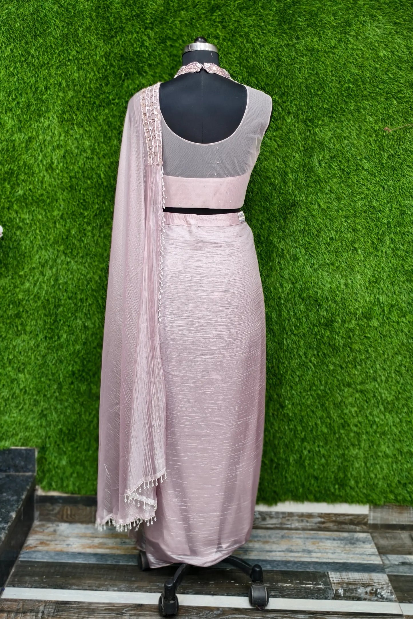 Designer Hand Work Blouse Ready To Wear Drape Dress