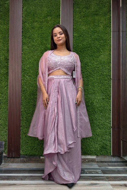 Partywear Indo Western Dress With Full Hand Embroidered Blouse