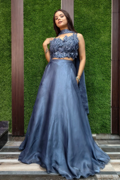 Beautiful Spaghetti Style Designer Lehenga Choli In Organza
