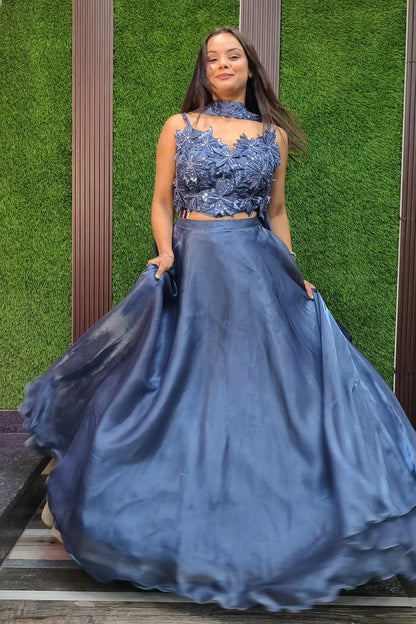 Beautiful Spaghetti Style Designer Lehenga Choli In Organza