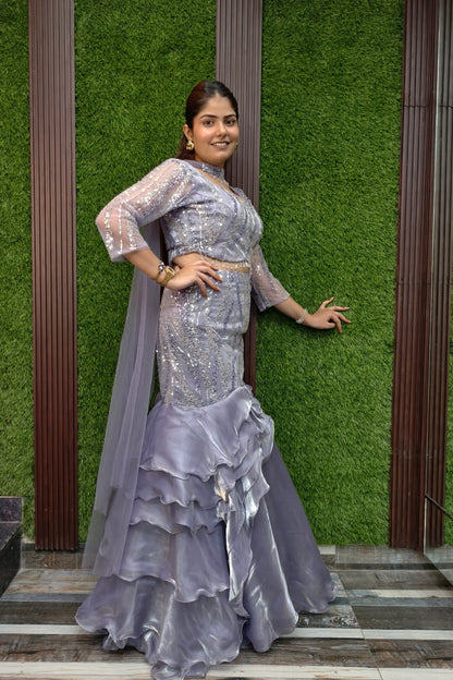 Ruffles Designer Fish Cut Lehenga Choli In Hand Work