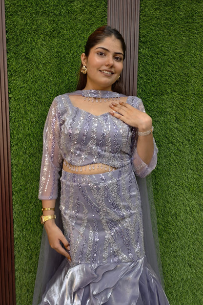 Ruffles Designer Fish Cut Lehenga Choli In Hand Work