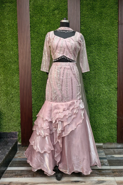 Ruffles Designer Fish Cut Lehenga Choli In Hand Work
