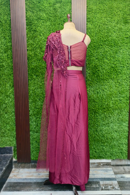 Designer Drape Dress With Hand Embellished Blouse