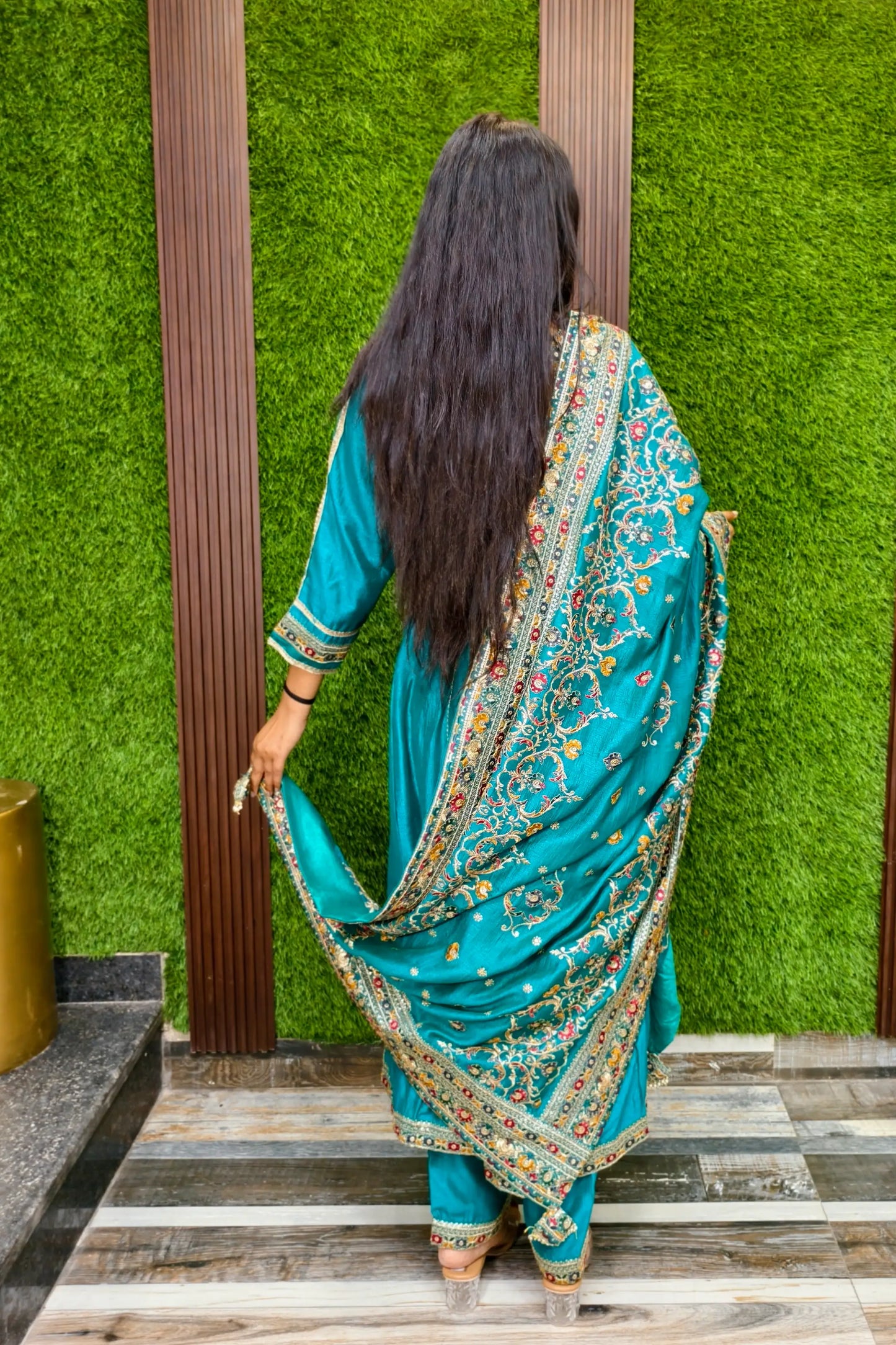 Beautiful Multi Embroidered Angrakha Style Anarkali Kurta Set With Duppatta